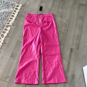 Nasty Gal pink leather flare pants